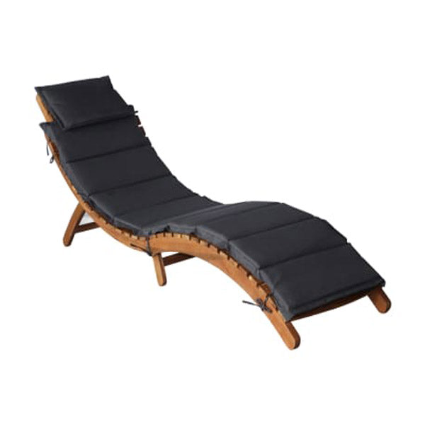Folding Sun Lounger With Cushion Solid Acacia Wood