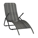 Folding Sun Lounger Poly Rattan Grey