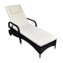 Sun Lounger With Cushion And Wheels Poly Rattan Black