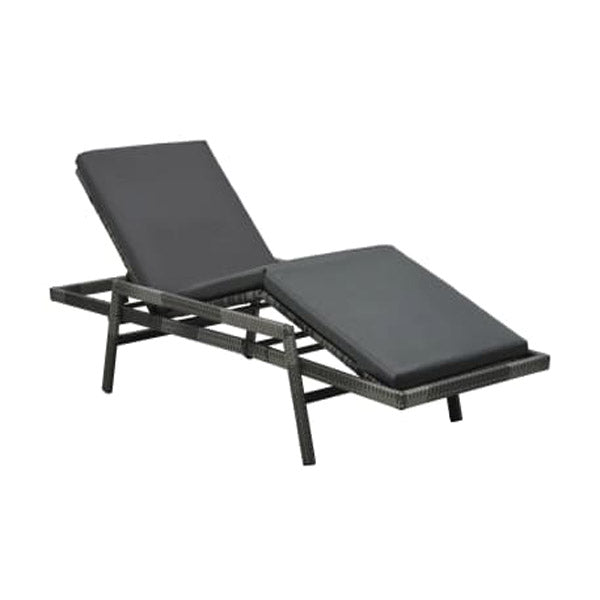 Sun Lounger Grey With Cushion Poly Rattan