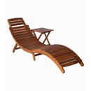 Sunlounger With Table Brown Solid Acacia Wood