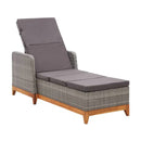 Sun Lounger Poly Rattan And Solid Acacia Wood Grey