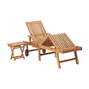 Sun Lounger With Table Solid Teak Wood