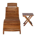 Sunlounger With Table Brown Solid Acacia Wood
