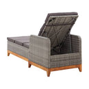 Sun Lounger Poly Rattan And Solid Acacia Wood Grey
