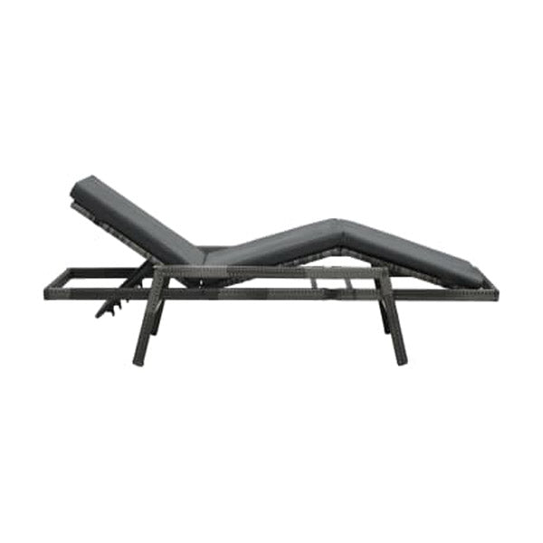 Sun Lounger Grey With Cushion Poly Rattan