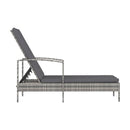 Sun Lounger With Armrests Poly Rattan Grey