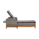 Sun Lounger Poly Rattan And Solid Acacia Wood Grey
