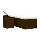 Sun Lounger With Cushion And Tea Table Poly Rattan