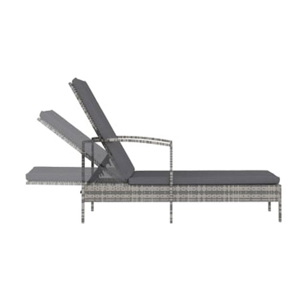 Sun Lounger With Armrests Poly Rattan Grey