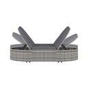2 Person Sun Lounger With Cushions Poly Rattan Grey