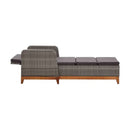 Sun Lounger Poly Rattan And Solid Acacia Wood Grey