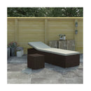Sun Lounger With Cushion And Tea Table Poly Rattan