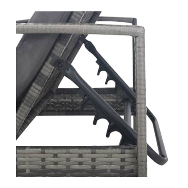 Sun Lounger With Armrests Poly Rattan Grey