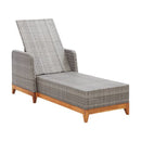 Sun Lounger Poly Rattan And Solid Acacia Wood Grey