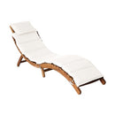 Folding Sun Lounger With Cushion Solid Acacia Wood