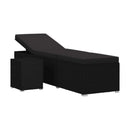 Sun Lounger With Cushion And Tea Table Poly Rattan