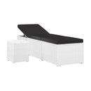 Sun Lounger With Cushion And Tea Table Poly Rattan