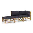 3 Piece Garden Lounge Set With Dark Grey Cushions Bamboo