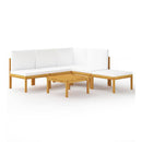 6 Piece Garden Lounge Set Solid Acacia Wood With Cushion Cream White