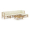 6 Piece Garden Lounge Set With Cream White Cushion Bamboo