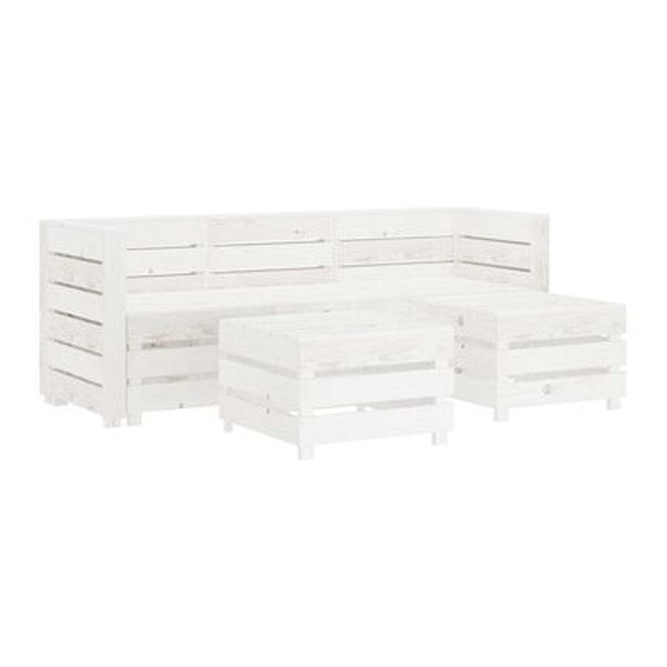 5 Piece Garden Pallet Lounge Set Wood White