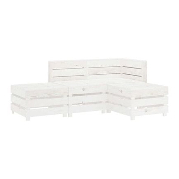 4 Piece Garden Lounge Set Pallets Wood White