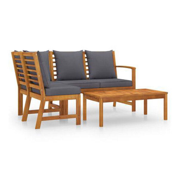 4 Piece Garden Lounge Set With Cushion Dark Grey Solid Acacia Wood