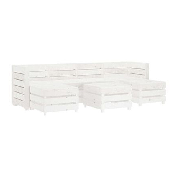 7 Piece Garden Lounge Set Pallets Wood White