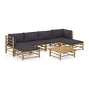 7 Piece Garden Lounge Set With Dark Grey Cushions Bamboo