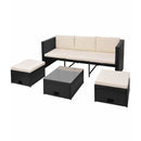 4 Piece Garden Lounge Set Glass Top With Cushions Pe Rattan Black