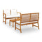 3 Piece Garden Lounge Set With Cream Cushion Solid Acacia Wood