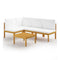 5 Piece Garden Lounge Set Solid Acacia Wood With Cushions Cream White