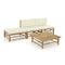 4 Piece Garden Lounge Set With Cream White Cushions Bamboo