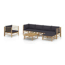 7 Piece Garden Lounge Set With Dark Grey Cushion Bamboo