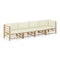 4 Piece Garden Lounge Set Bamboo With Cream White Cushions