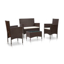4 Piece Garden Lounge Set Glass Top With Cushions Poly Rattan
