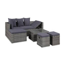 4 Piece Garden Lounge Set With Cushions Poly Rattan Grey