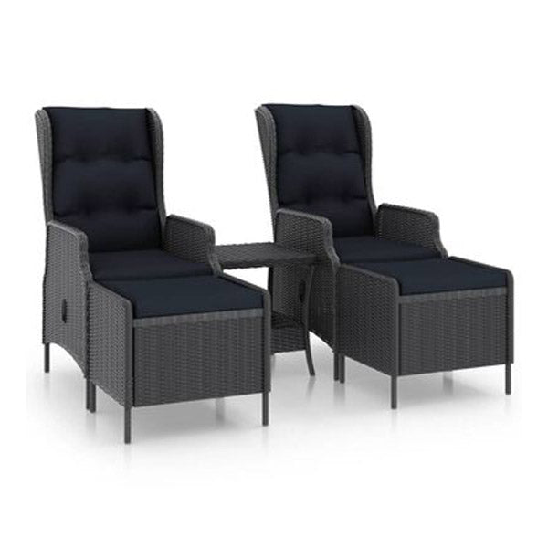 3 Piece Garden Lounge Set With Cushions Poly Rattan Dark Grey