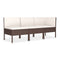 3 Piece Garden Lounge Set With Cream White Cushions Poly Rattan Brown