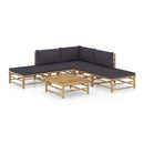 6 Piece Garden Lounge Set With Dark Grey Cushions Bamboo