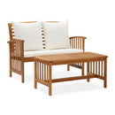 2 Piece Garden Lounge Set With Cream White Cushions Solid Acacia Wood