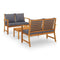 3 Piece Garden Lounge Set With Cushion Solid Acacia Wood