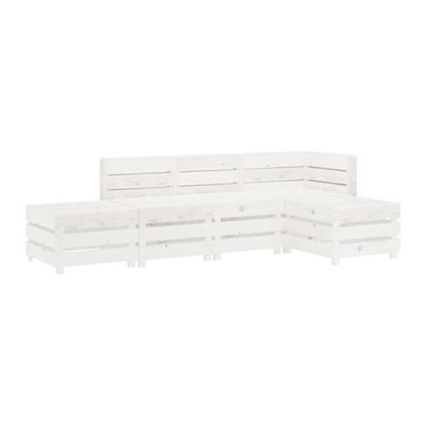 5 Piece Garden Lounge Set Pallets Wood White