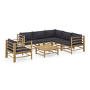 7 Piece Garden Lounge Set With Cushions Dark Grey Bamboo