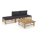 4 Piece Garden Lounge Set With Dark Grey Cushions Bamboo