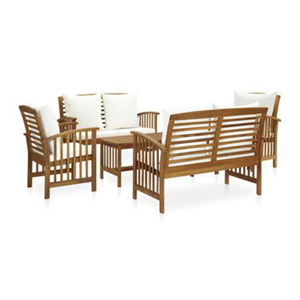 5 Piece Garden Lounge Set With Cushions Solid Acacia Wood