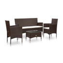4 Piece Garden Lounge Set With Cream White Cushions Poly Rattan