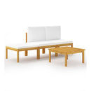 4 Piece Garden Lounge Set With Cushions Cream White Solid Acacia Wood