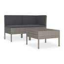 3 Piece Garden Lounge Set With Anthracite Cushion Poly Rattan Grey
